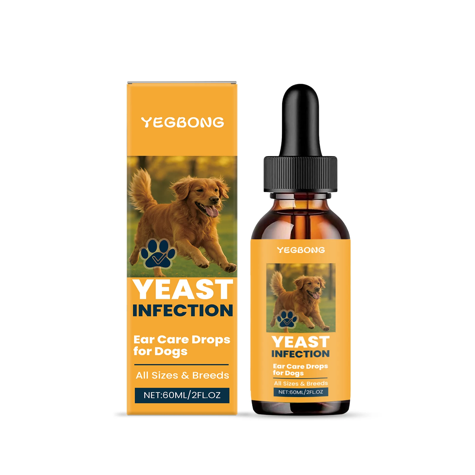 Dog Ear Care Drops Relieve Itching Dandruff Reduce Odor Anti-Fungals Earwax Remover No Irritating Pet Ear Cleaner Liquid 60ml