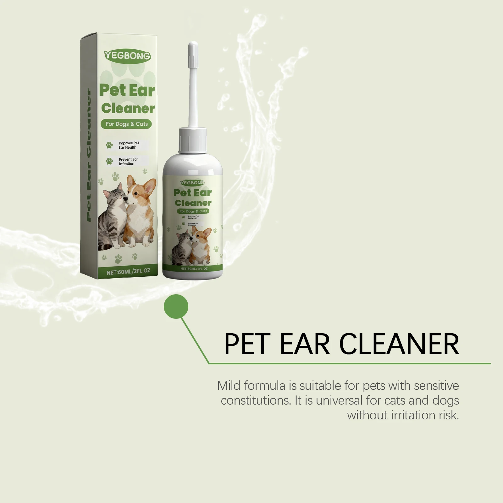 Pet Care Ear Drops Gently Cleaning Earwax Eliminating Odors Reducing Mite Infection Relieve Itching and Discomfort Pet Ear Fluid