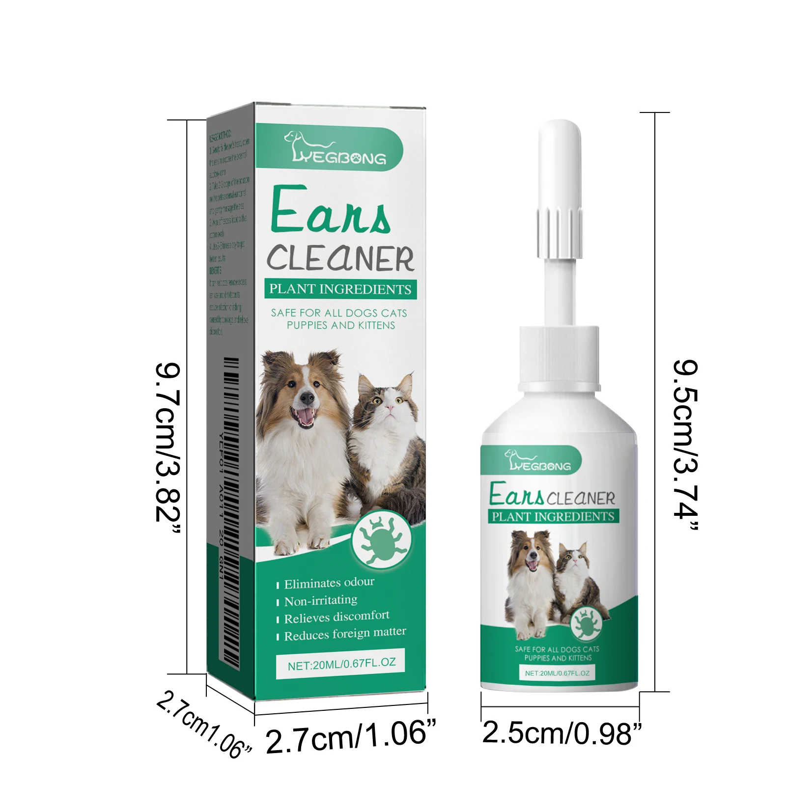Pet Ear Drops Universal Anti Mites Yeast Ear Wax Remove Relieve Itching Ultra Soft Tip Deodorizing Dogs Cats Ear Care Solution