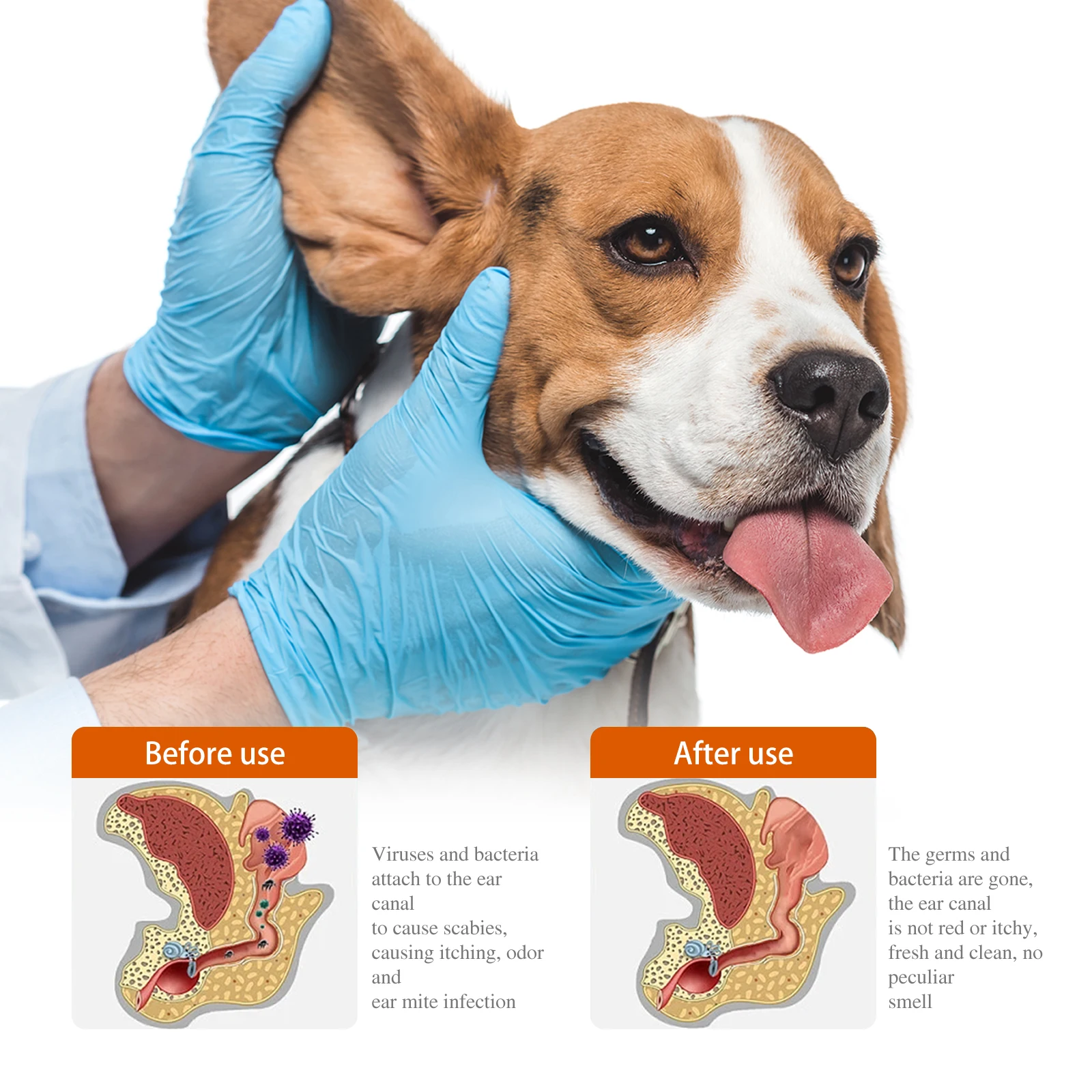 Pet Ear Drops Universal Anti Mites Yeast Ear Wax Remove Relieve Itching Ultra Soft Tip Deodorizing Dogs Cats Ear Care Solution