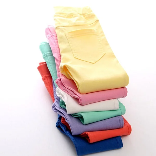 3-12-Year-Old Girls Pencil Pants Elastic baby Leggings 2024 New Slim Fit Children's Leggings Solid Color Imitation Jeans