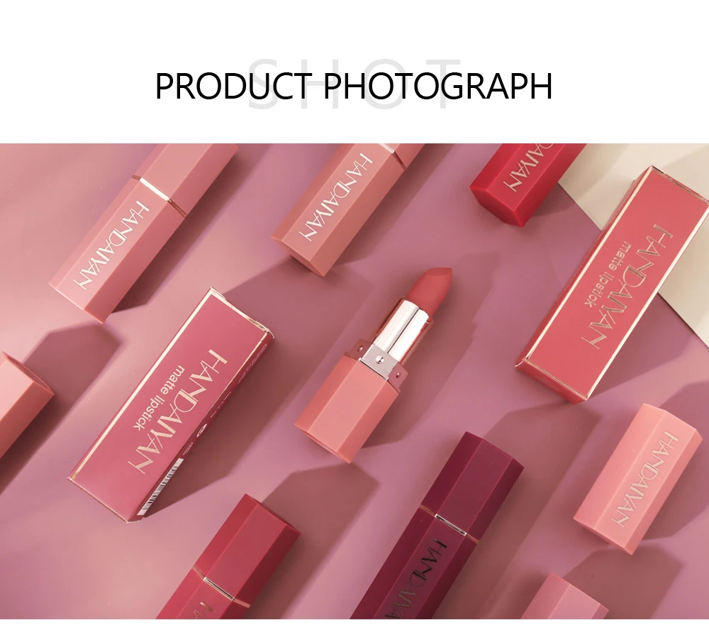 Moisturizing Matte Lipstick 6 Shades Long Lasting Non Transfer Nude Lip Gloss HANDAIYAN Cosmetics For Ladies