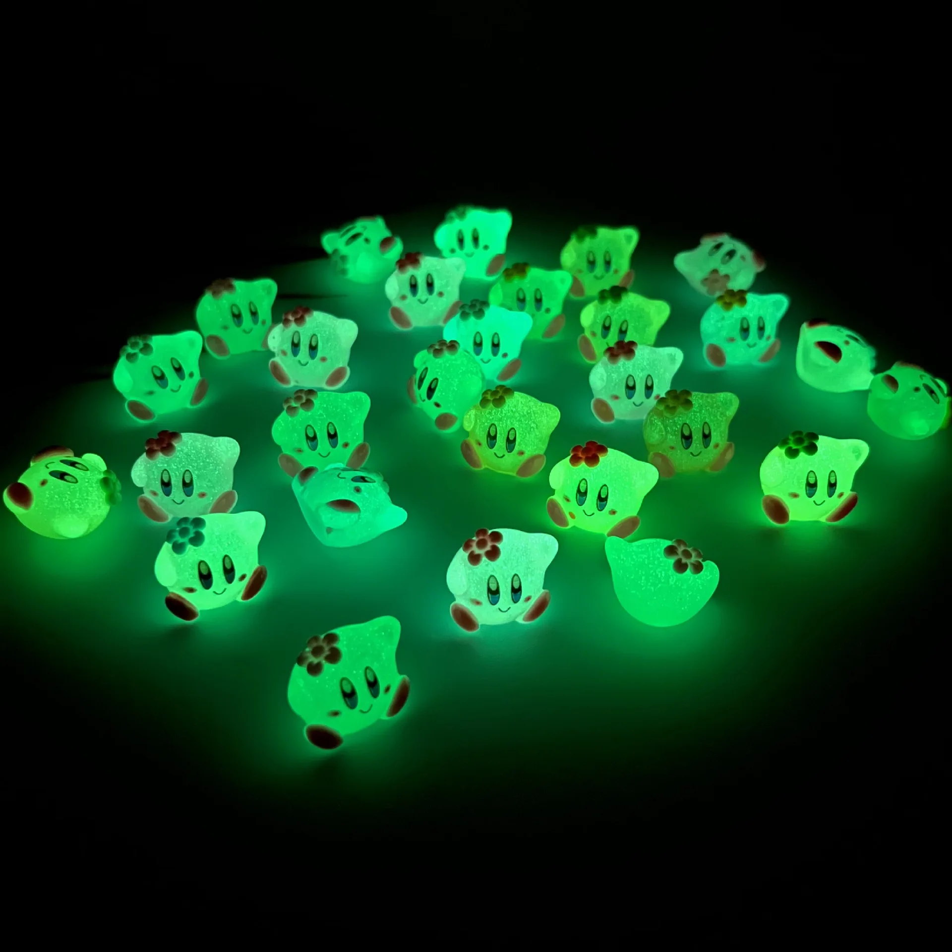 10pcs Star Kirby Action Figure Luminous Kirby accessories Decor DIY Resin Keychain Anime Figure Kids Birthday Xmas Gift Toys
