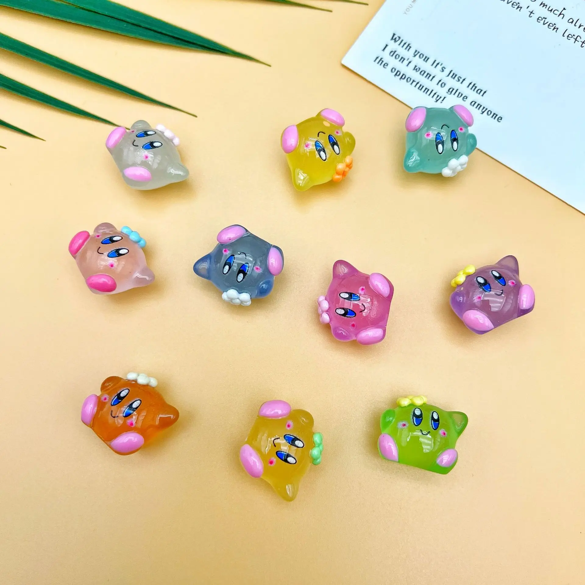 10pcs Star Kirby Action Figure Luminous Kirby accessories Decor DIY Resin Keychain Anime Figure Kids Birthday Xmas Gift Toys