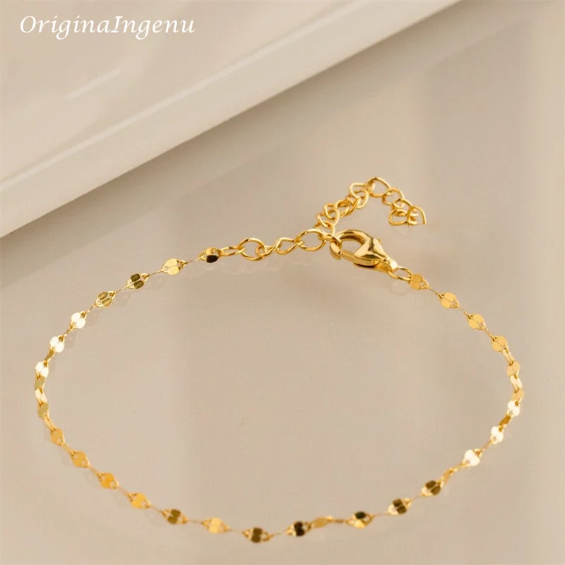 14K Gold Filled Lip Chain Bracelet Minimalist Jewelry Handmade Dainty Mirror Link Chain Bracelet Women Tarnish Resistant Jewelry