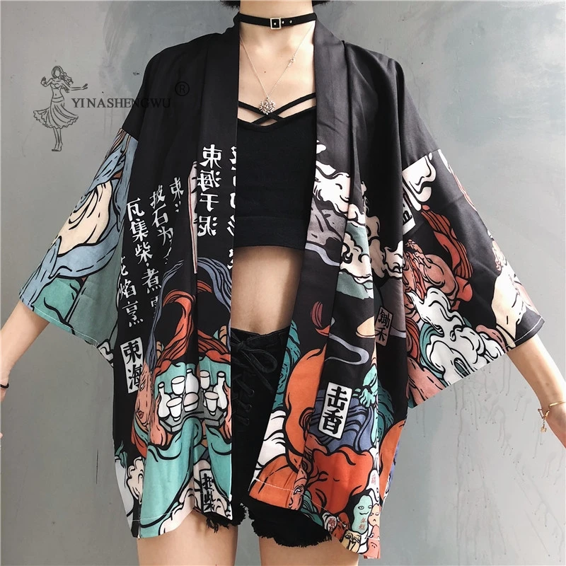 Japanese Kimono Traditional Yukata Kimono Cardigan Men Beach Thin Asian Clothes Japan Kimonos Male Fashion Casual Cardigan Shirt