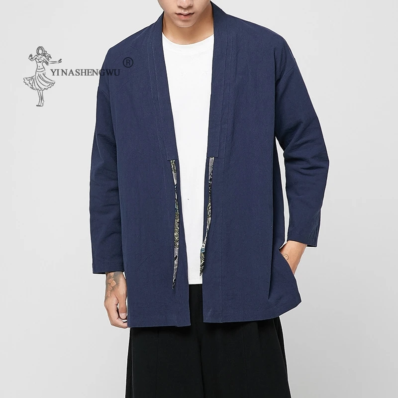 Japanese Kimono Traditional Yukata Kimono Cardigan Men Beach Thin Asian Clothes Japan Kimonos Male Fashion Casual Cardigan Shirt