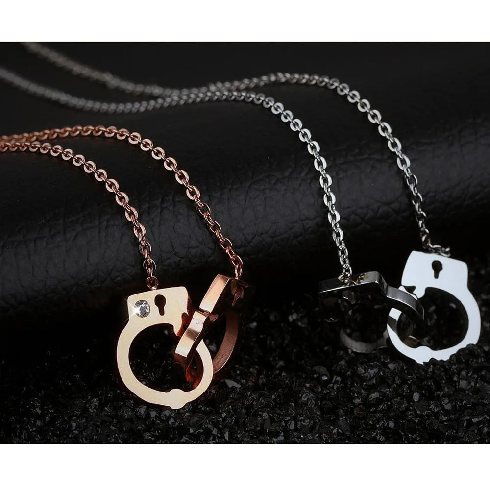 HOT Stainless steel Handcuff Pendant Necklace For Women Girls Steampunk Fashion Jewelry Lover's  Valentine's Day Gifts NEW