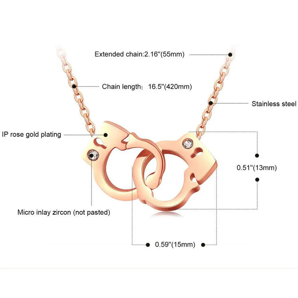 HOT Stainless steel Handcuff Pendant Necklace For Women Girls Steampunk Fashion Jewelry Lover's  Valentine's Day Gifts NEW