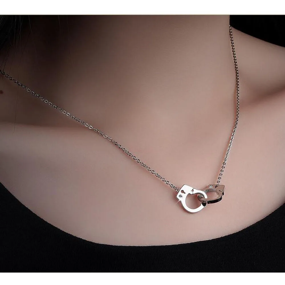 HOT Stainless steel Handcuff Pendant Necklace For Women Girls Steampunk Fashion Jewelry Lover's  Valentine's Day Gifts NEW