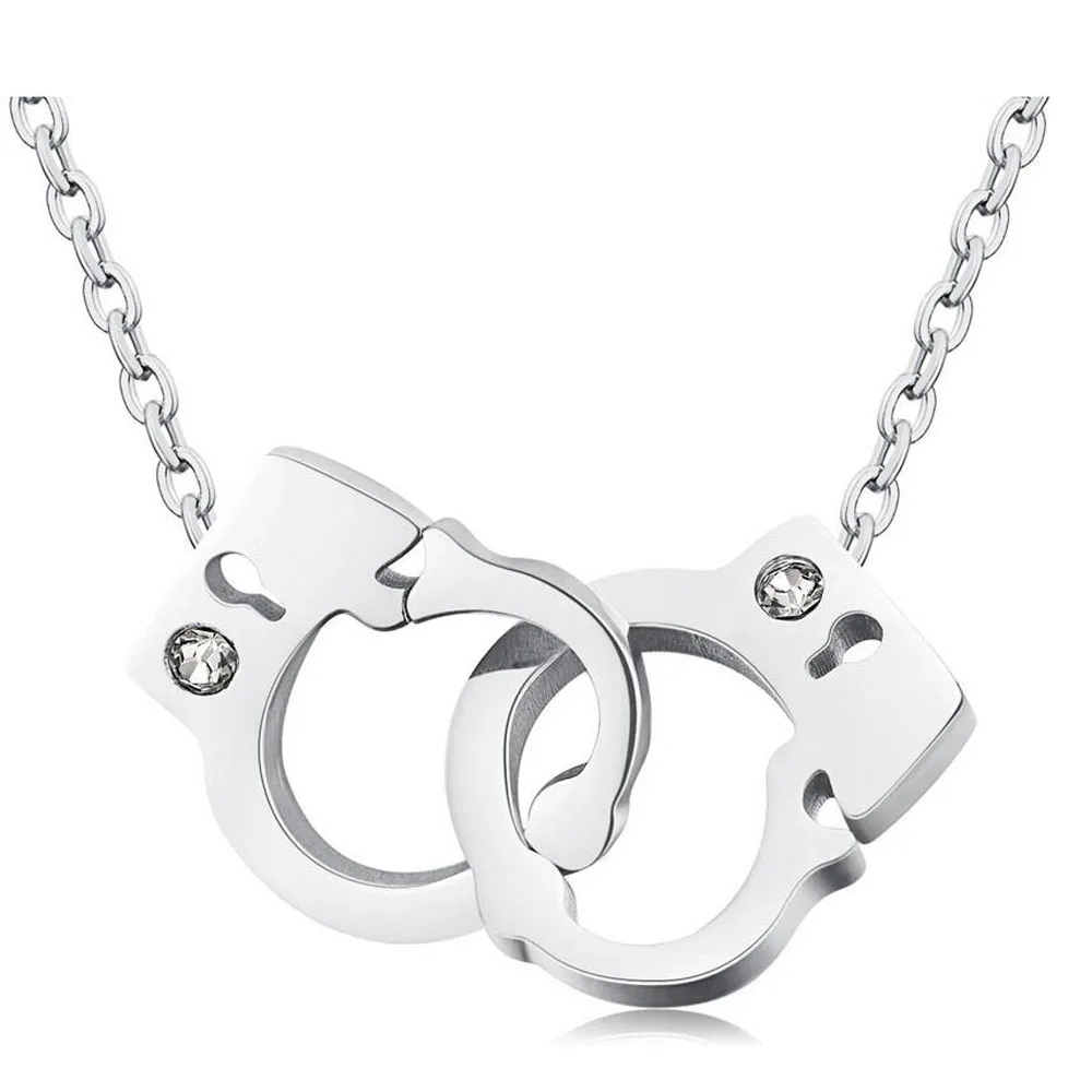HOT Stainless steel Handcuff Pendant Necklace For Women Girls Steampunk Fashion Jewelry Lover's  Valentine's Day Gifts NEW