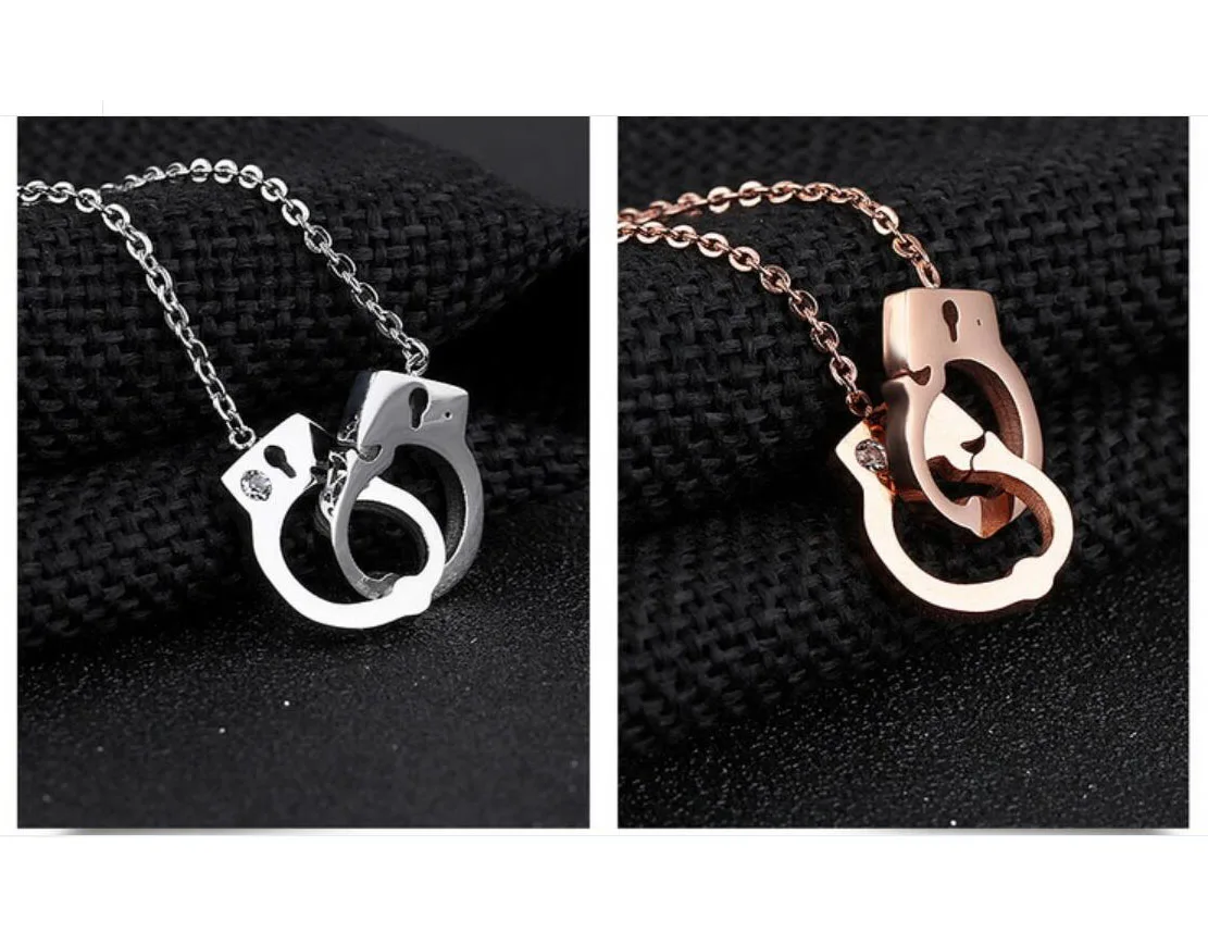 HOT Stainless steel Handcuff Pendant Necklace For Women Girls Steampunk Fashion Jewelry Lover's  Valentine's Day Gifts NEW