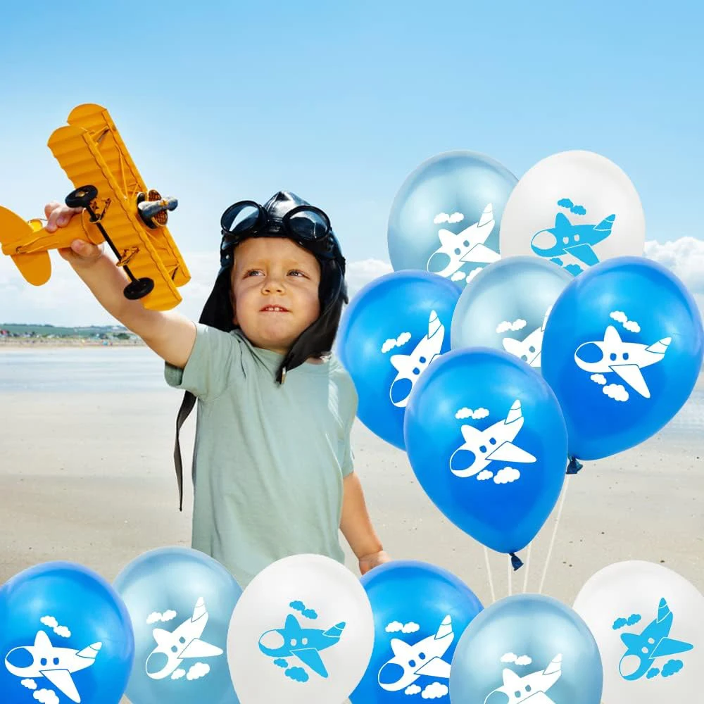 Airplane Birthday Decoration Happy Birthday Banner Airplane Garland Foil Latex Balloon Kids Plane Theme Party Baby Shower Supply