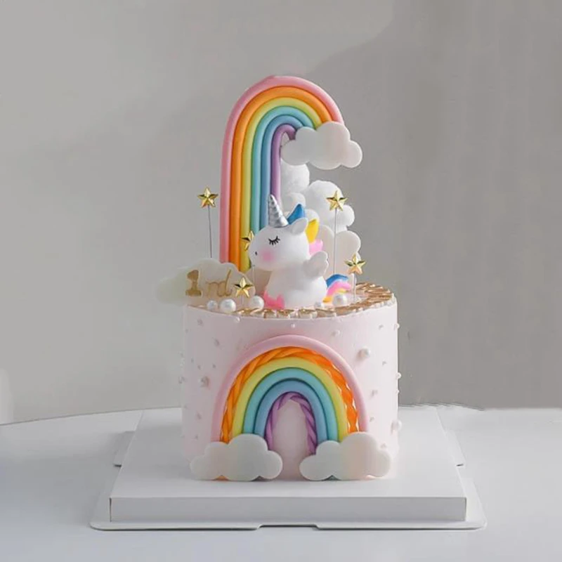 Rainbow Unicorn Themed Star Cloud Cake Decor Birthday Party Supplies Baby Shower 1st Birthday Party Cake Decoratings Kids Gifts