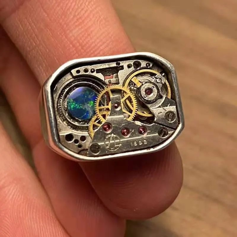 Vintage Mechanical Gear Rings for Women Stainless Steel Steam Cyberpunk Style Machine Shaped Punk Jewelry Creative Gift for Boys