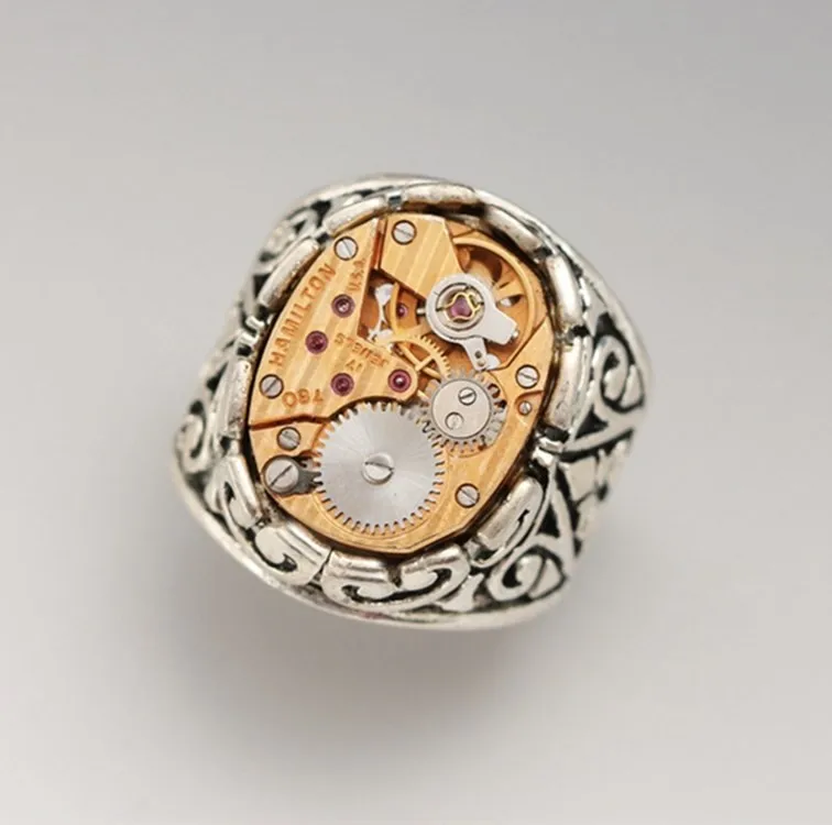 Vintage Mechanical Gear Rings for Women Stainless Steel Steam Cyberpunk Style Machine Shaped Punk Jewelry Creative Gift for Boys
