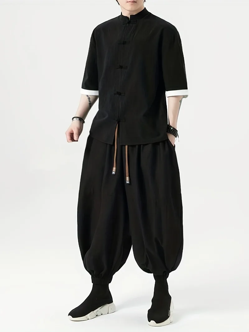FGKKS Brand New Men Pants Fashion Korean Style Harem Loose Style Cotton Pants Male Outdoor Spring Man Solid Trousers