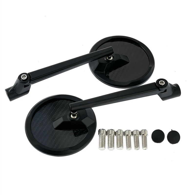 Carbon Fiber Aluminum Alloy Motorcycle Rearview Mirror M8 M10 Convex Side Mirror Universal Scooter Cruiser Motorbike Accessories