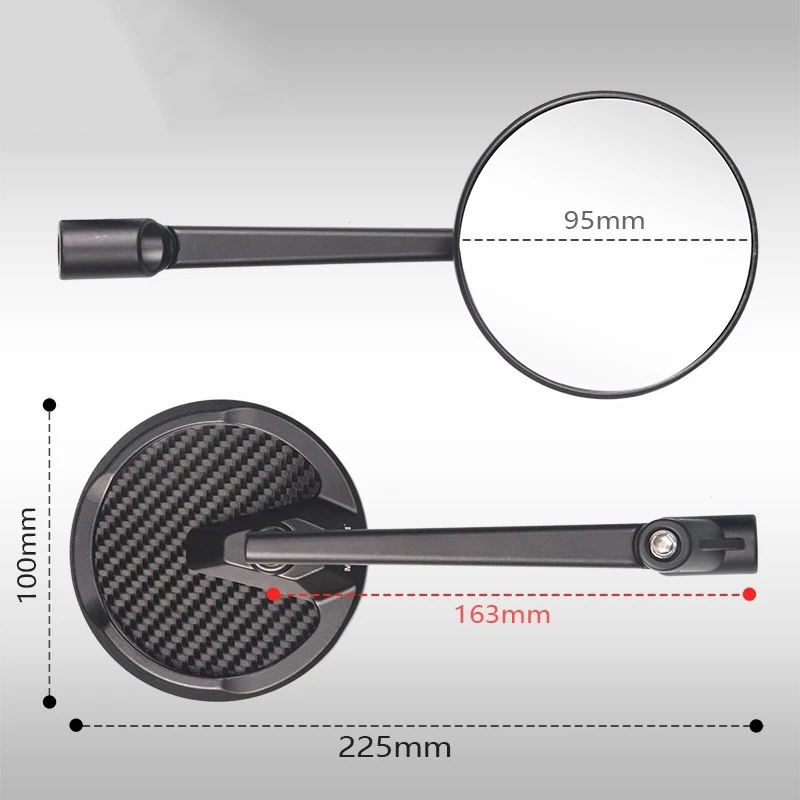 Carbon Fiber Aluminum Alloy Motorcycle Rearview Mirror M8 M10 Convex Side Mirror Universal Scooter Cruiser Motorbike Accessories