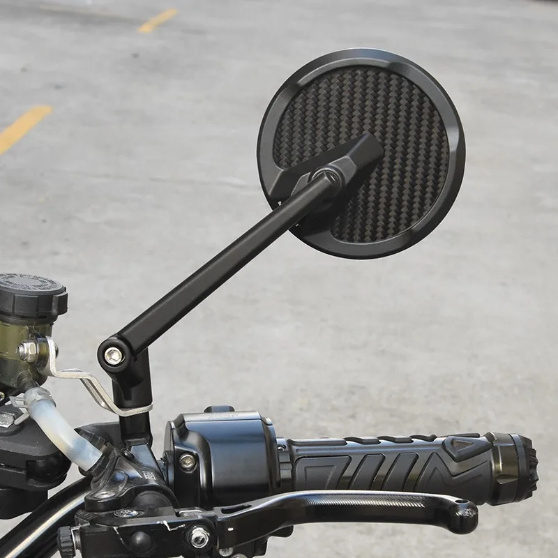 Carbon Fiber Aluminum Alloy Motorcycle Rearview Mirror M8 M10 Convex Side Mirror Universal Scooter Cruiser Motorbike Accessories