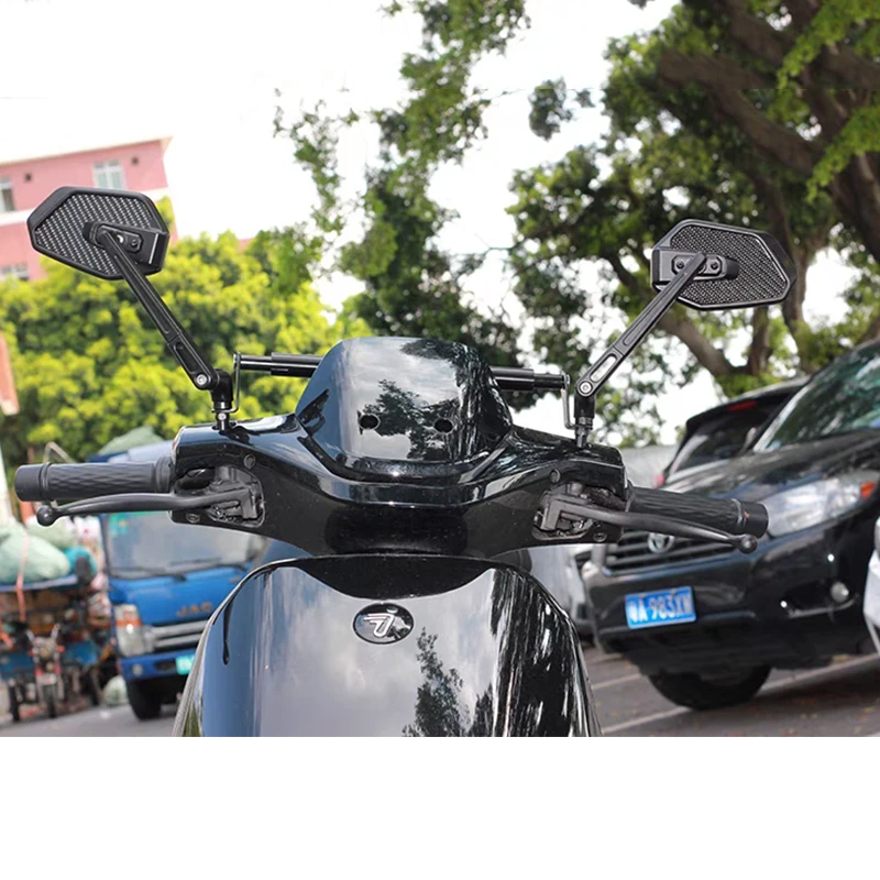 Carbon Fiber Aluminum Alloy Motorcycle Side Mirror 8/10mm Universal Side Mirror For Suzuki GSR 600 750 Yamaha XSR MT 07 09 FZ8
