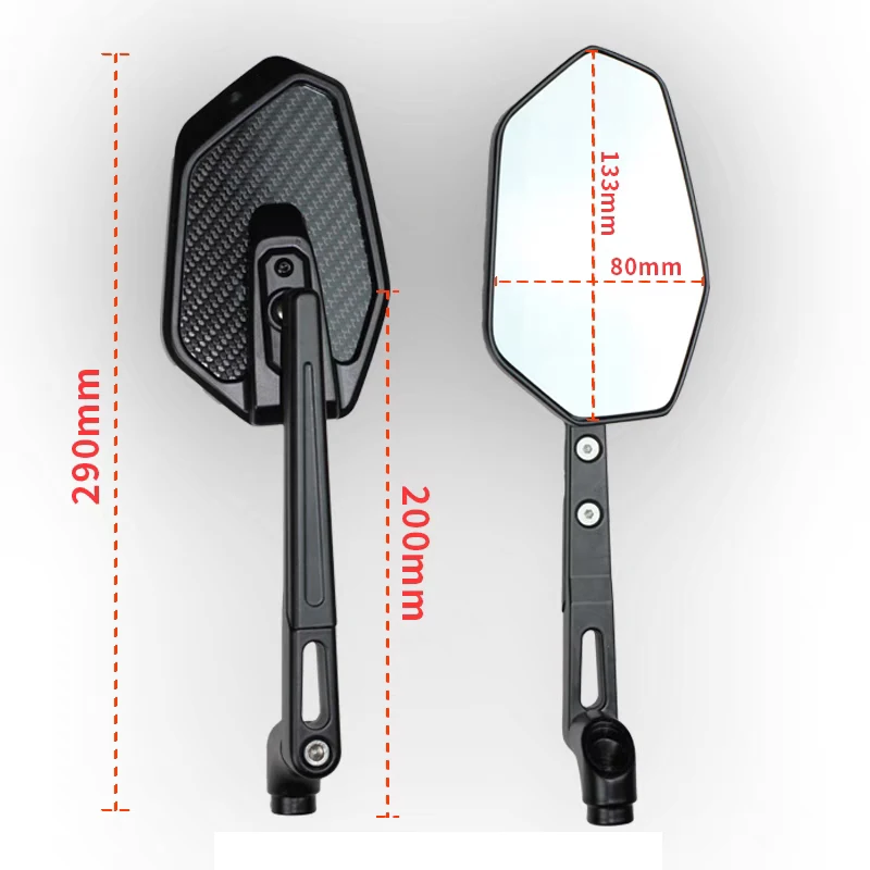 Carbon Fiber Aluminum Alloy Motorcycle Side Mirror 8/10mm Universal Side Mirror For Suzuki GSR 600 750 Yamaha XSR MT 07 09 FZ8