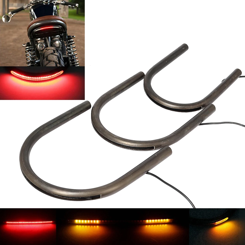 Motorbike 7/8" Flat Upswept Tube Seat Loop Rear Frame Hoop with LED Tail Light Cafe Racer for Honda CB CD Yamaha XS Suzuki GS