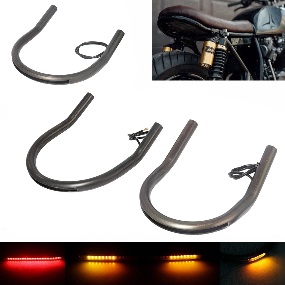 Motorbike 7/8" Flat Upswept Tube Seat Loop Rear Frame Hoop with LED Tail Light Cafe Racer for Honda CB CD Yamaha XS Suzuki GS