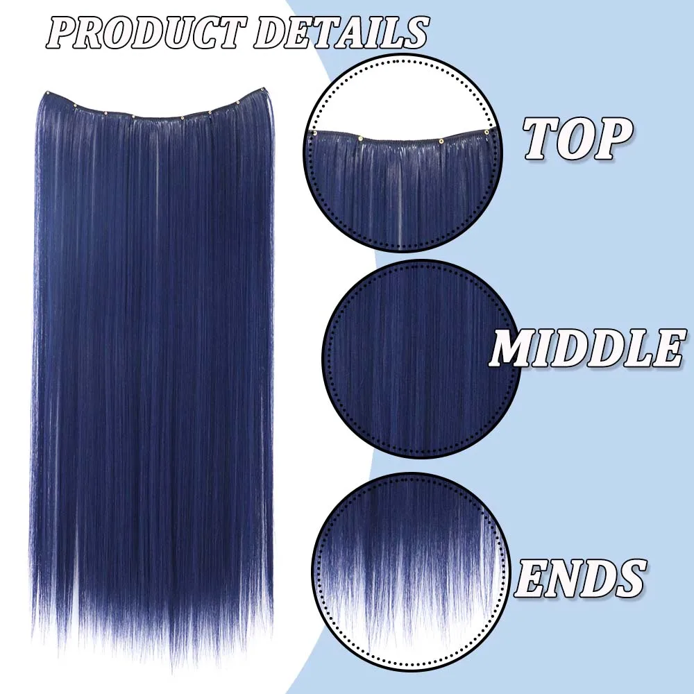 22inchs Colorful Straight Clip-in Hair Extension For women Long Synthetic Hairpiece Heat-resistant Easy to wear-Daily/Festival