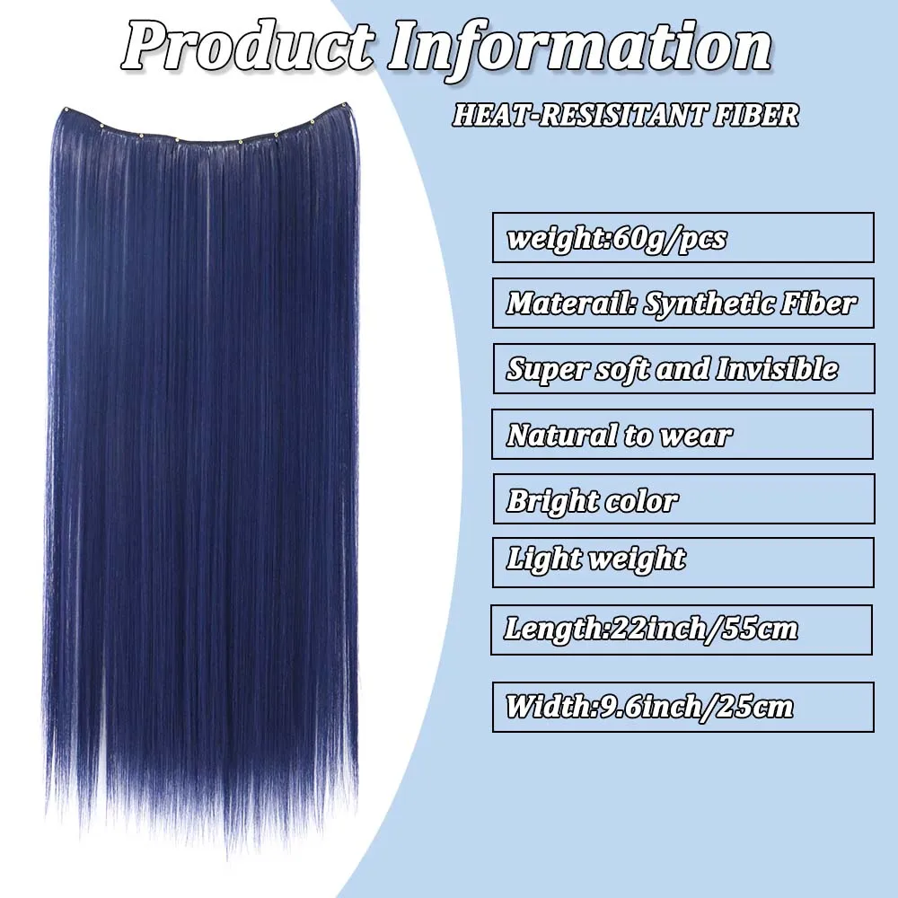 22inchs Colorful Straight Clip-in Hair Extension For women Long Synthetic Hairpiece Heat-resistant Easy to wear-Daily/Festival