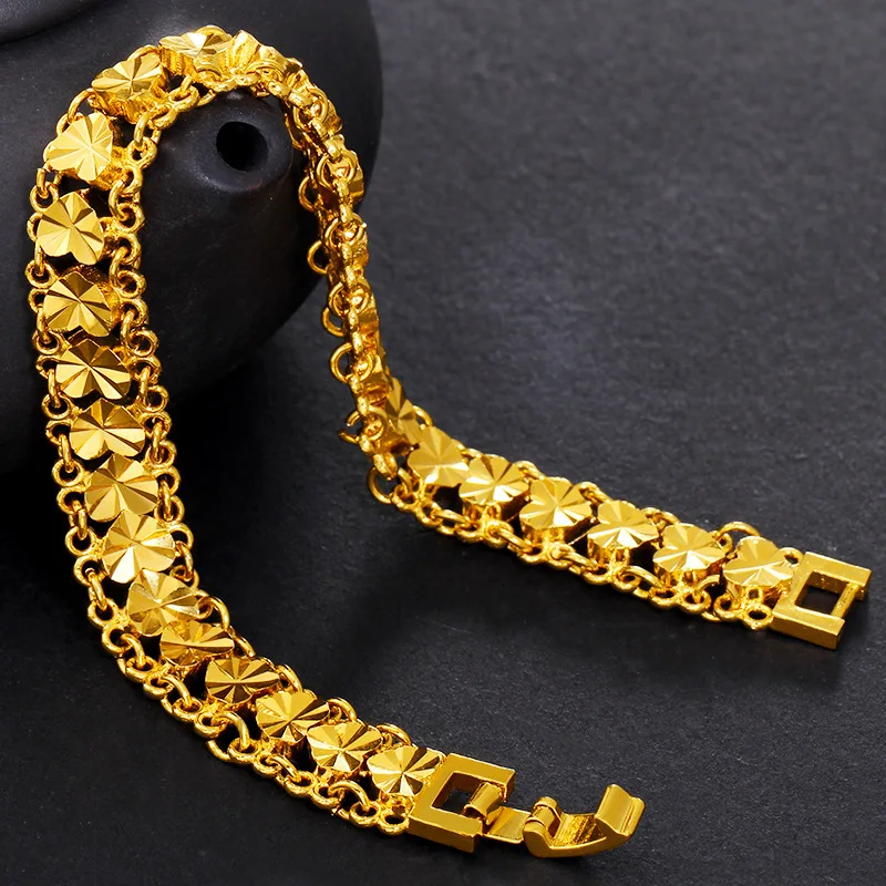925 Silver 24k Gold Plated Women's Bracelet 18cm - 19cm Chain Bracelet Fine Jewelry