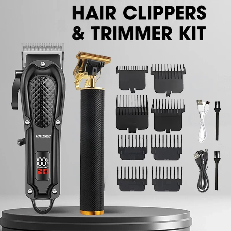 Vintage Men's Electric Hair Clipper Rechargeable Beard Trimmer with Foot Hair Trimmer Kit USB Fast Charging Hair Clipper