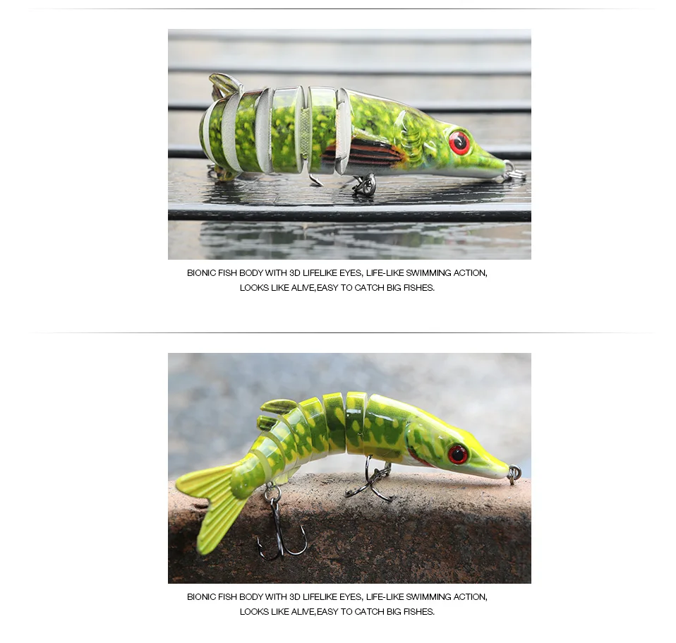 TREHOOK 10cm/12.5cm Pike Wobblers for Fishing Artificial Bait Hard Multi Jointed Swimbait Crankbait Lifelike Fishing Lure Tackle