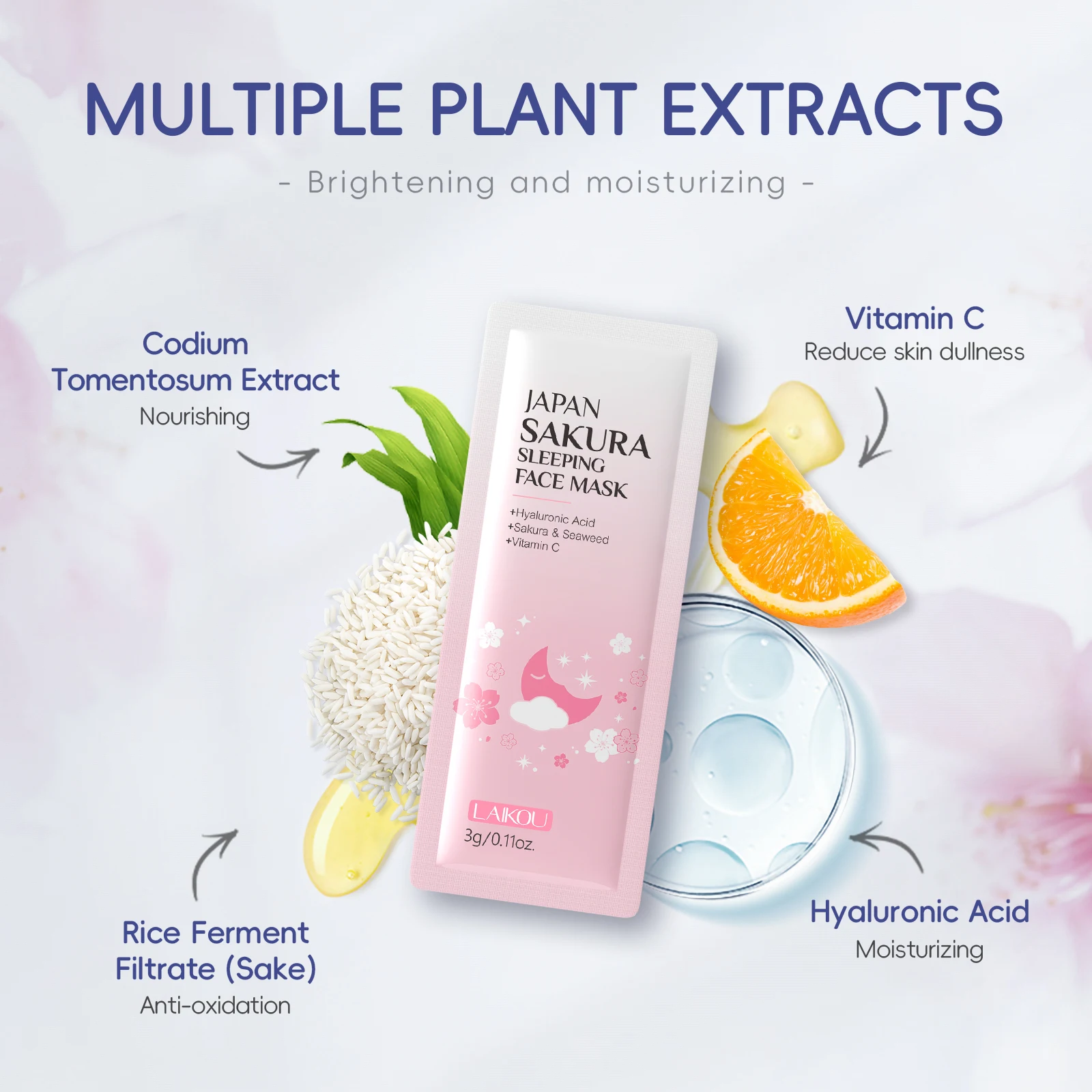 LAIKOU Japan Sakura Skin Care Set Hydrating Lip Mask Moisturizing And Soothing for Dry Skin