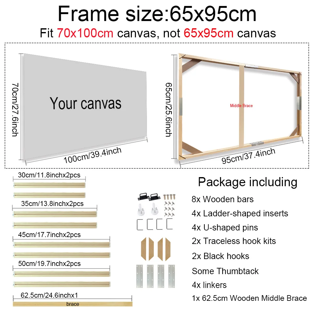 40x60 50x70 40x50cm Canvas Frame Wooden Frames Wooden Photo Oil Painting Canvas Diamond Painting Frames Canvas Wood Wall Frame
