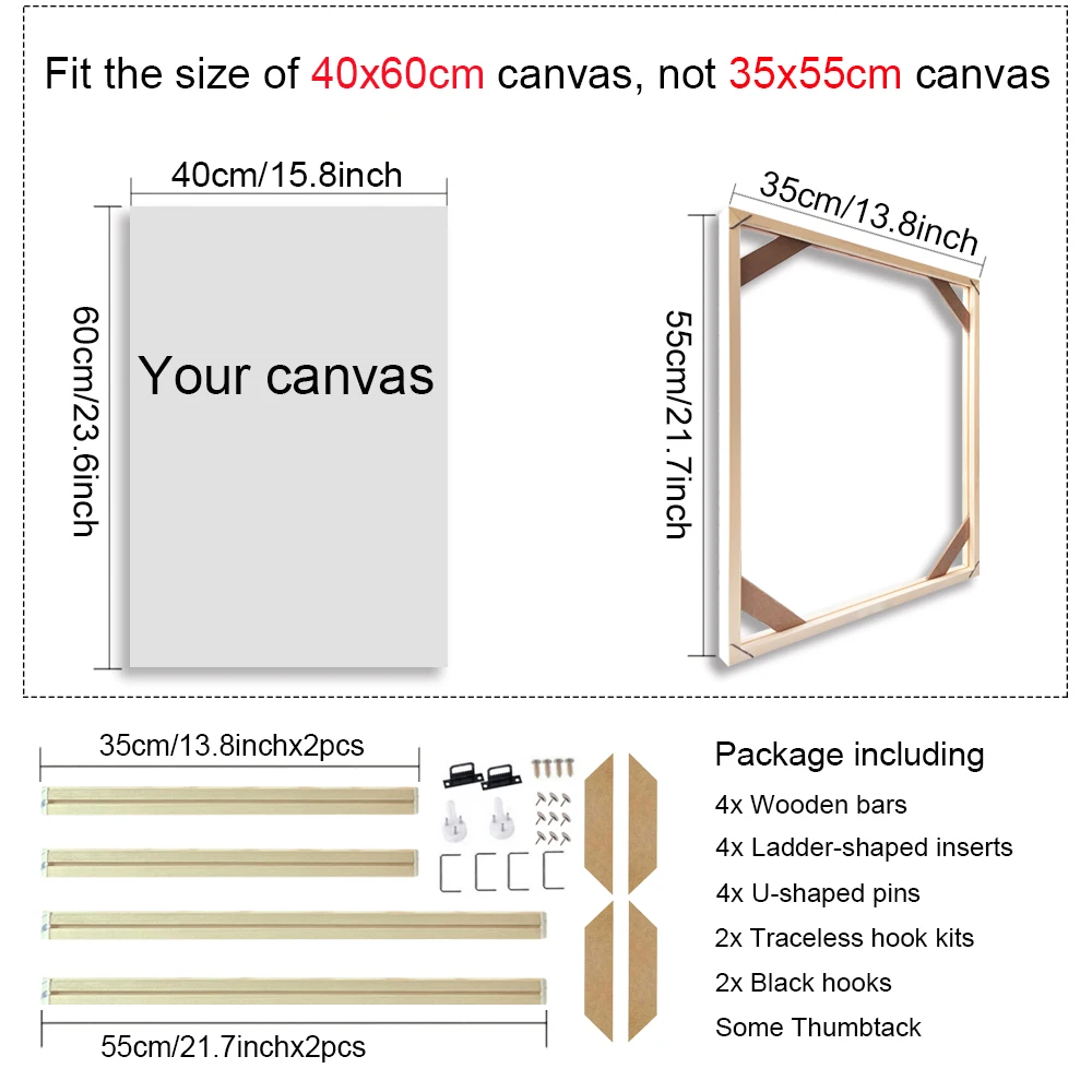 40x60 50x70 40x50cm Canvas Frame Wooden Frames Wooden Photo Oil Painting Canvas Diamond Painting Frames Canvas Wood Wall Frame