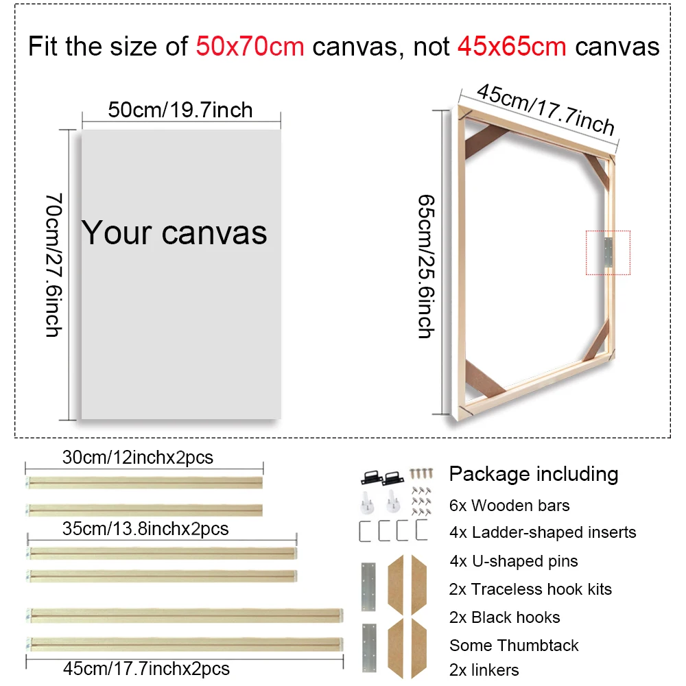 40x60 50x70 40x50cm Canvas Frame Wooden Frames Wooden Photo Oil Painting Canvas Diamond Painting Frames Canvas Wood Wall Frame