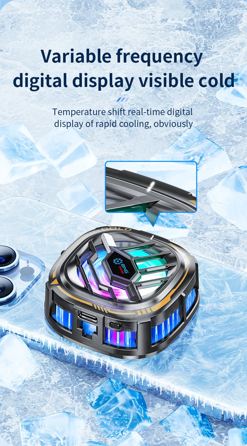 New X76A Magnetic Display Phones Cooler Back-Clip 2 in 1 Game Cooler Semiconductor Fast Phone Cooling Fan for IOS Android Phone