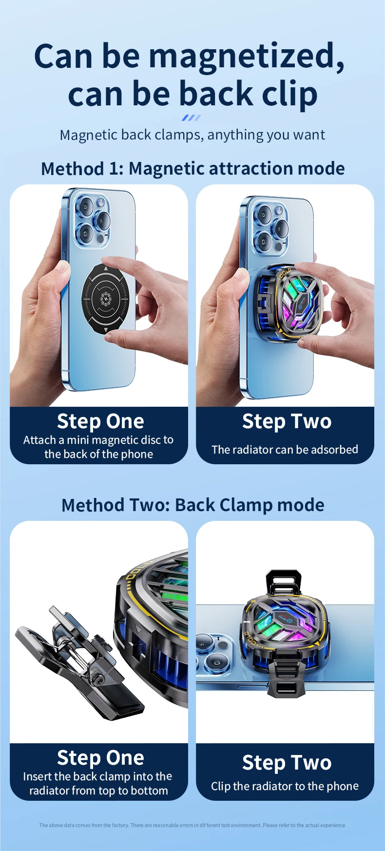 New X76A Magnetic Display Phones Cooler Back-Clip 2 in 1 Game Cooler Semiconductor Fast Phone Cooling Fan for IOS Android Phone