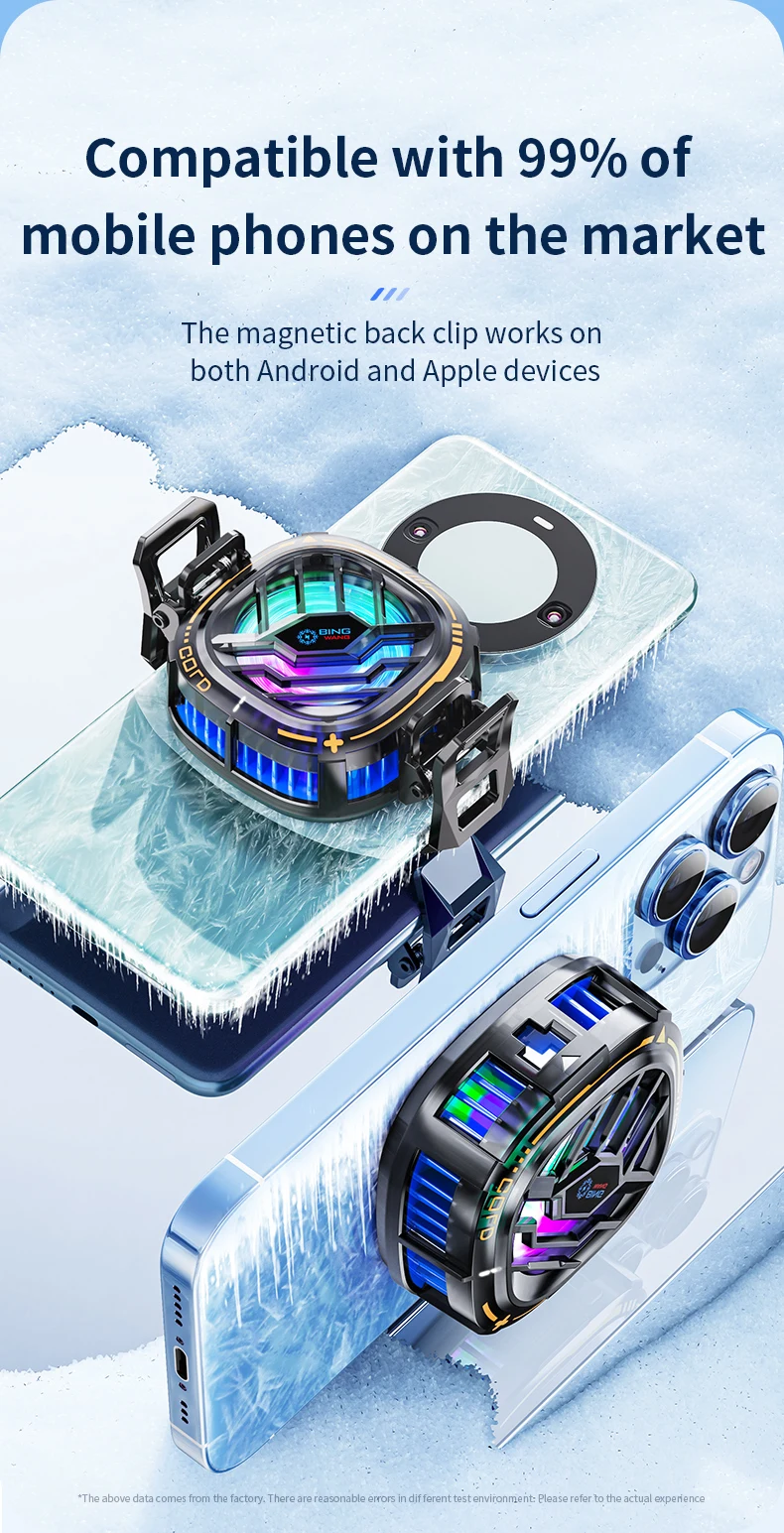 New X76A Magnetic Display Phones Cooler Back-Clip 2 in 1 Game Cooler Semiconductor Fast Phone Cooling Fan for IOS Android Phone