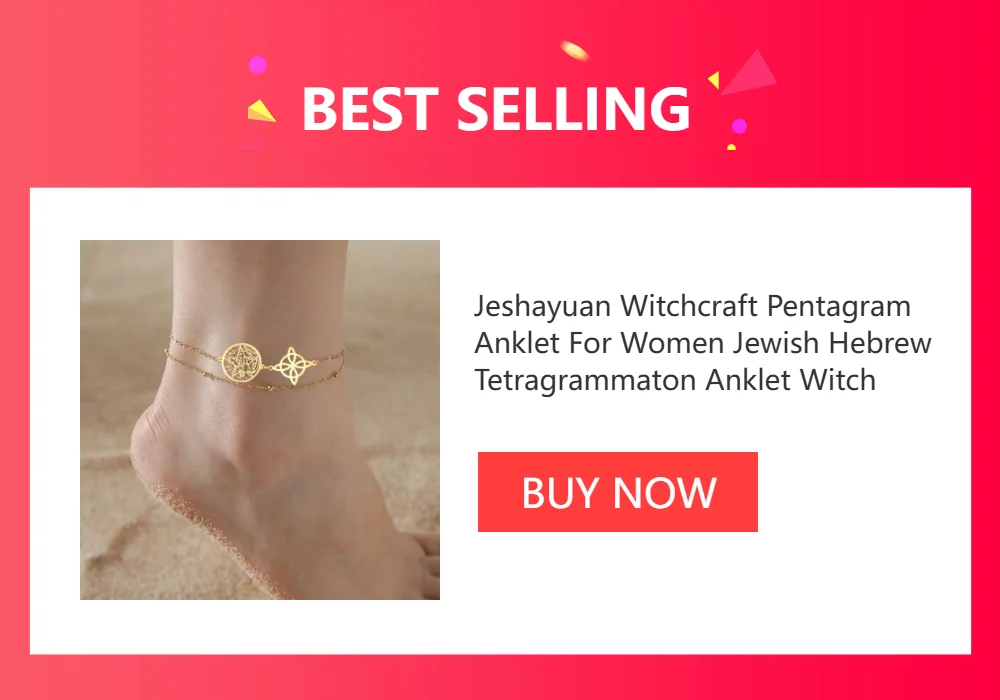 Jeshayuan Witchcraft Pentagram Anklet For Women Jewish Hebrew Tetragrammaton Anklet Witch Knot Anklets Amulet Jewelry Gift