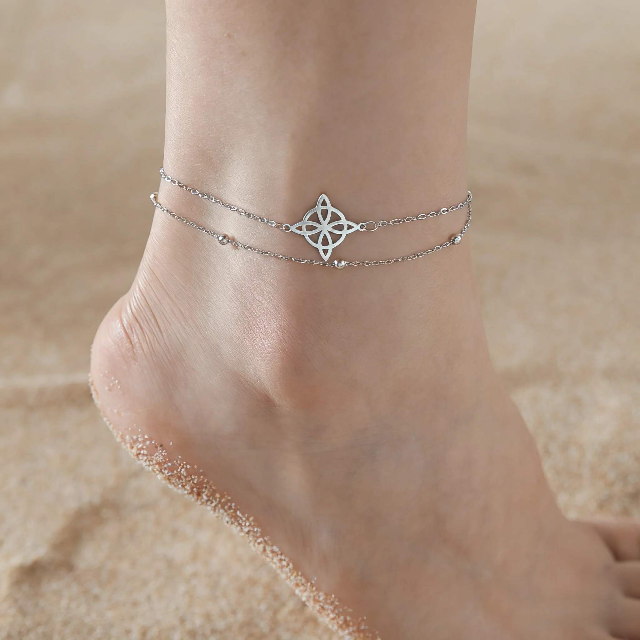 Jeshayuan Witchcraft Pentagram Anklet For Women Jewish Hebrew Tetragrammaton Anklet Witch Knot Anklets Amulet Jewelry Gift