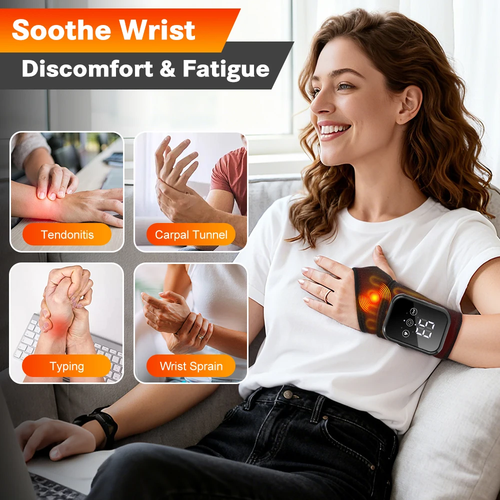 Electric 3-in-1 Ankle Calf Foot Vibration Heated Massager 6 Level Hot Compress Massage Wrist Ankle Brace Leg Hand Foot Relax