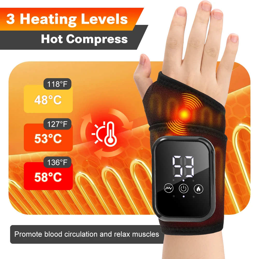 Electric 3-in-1 Ankle Calf Foot Vibration Heated Massager 6 Level Hot Compress Massage Wrist Ankle Brace Leg Hand Foot Relax