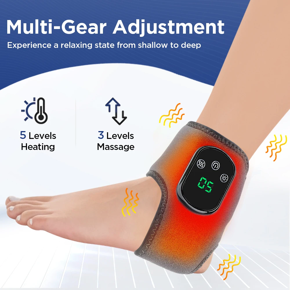 Electric 3-in-1 Ankle Calf Foot Vibration Heated Massager 6 Level Hot Compress Massage Wrist Ankle Brace Leg Hand Foot Relax