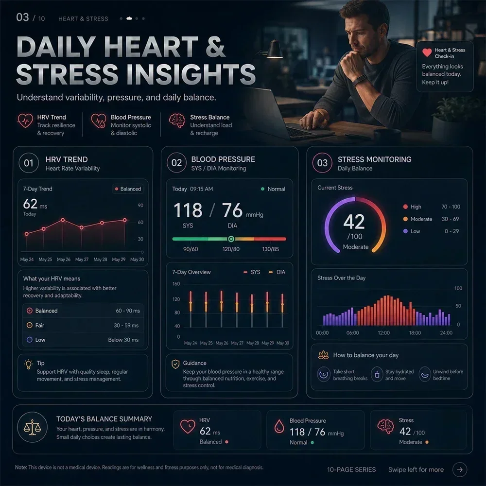 2026 New ECG Health Smart Bracelet HRV Blood Pressure Body Fat BMI Temperature Sleep Monitoring Fitness Tracker for Men Women