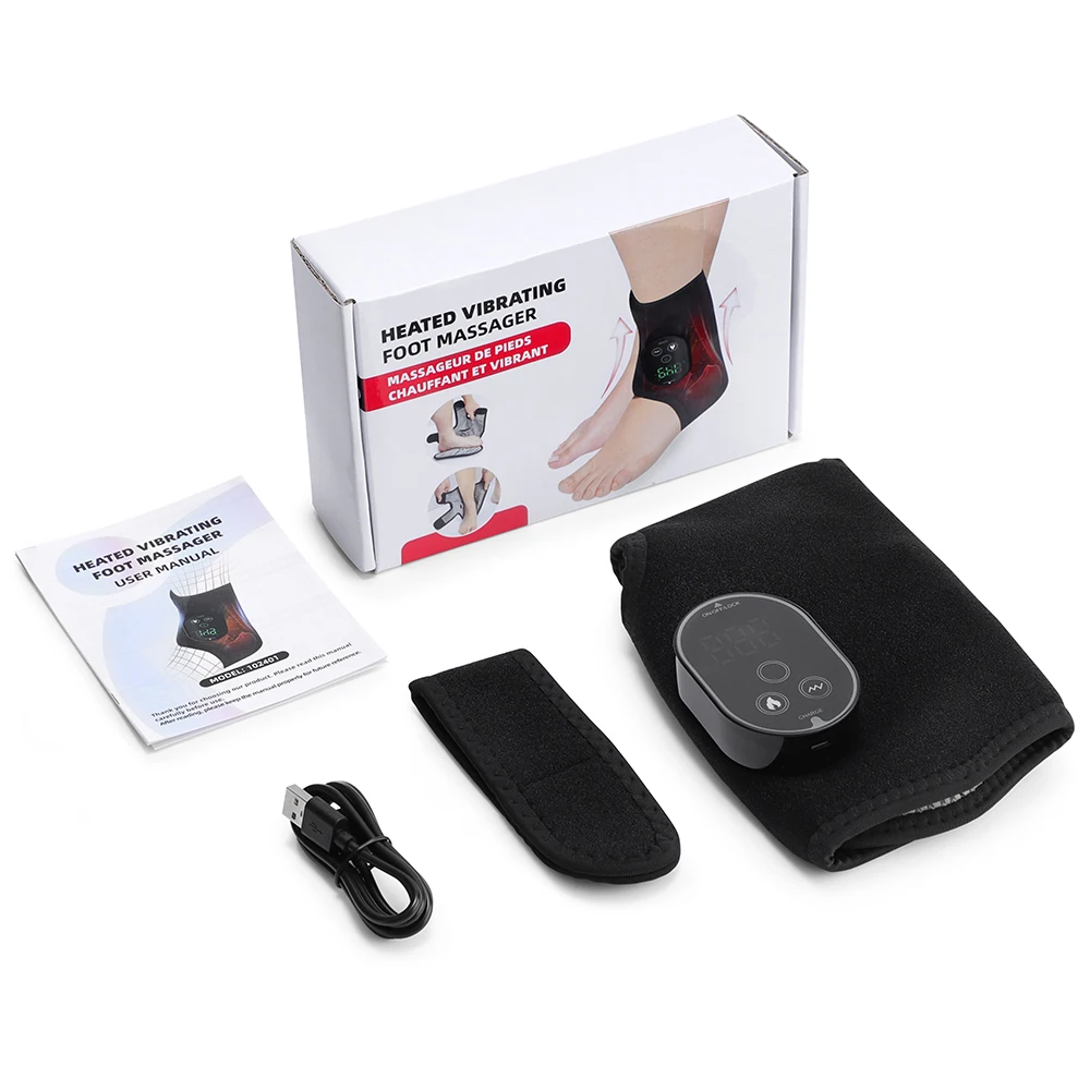 Dual Motor Foot Heat Massager 6 Levels Heating 3 Vibration Massage Foot and Ankle Joint Hot Compress Protection Support Tool