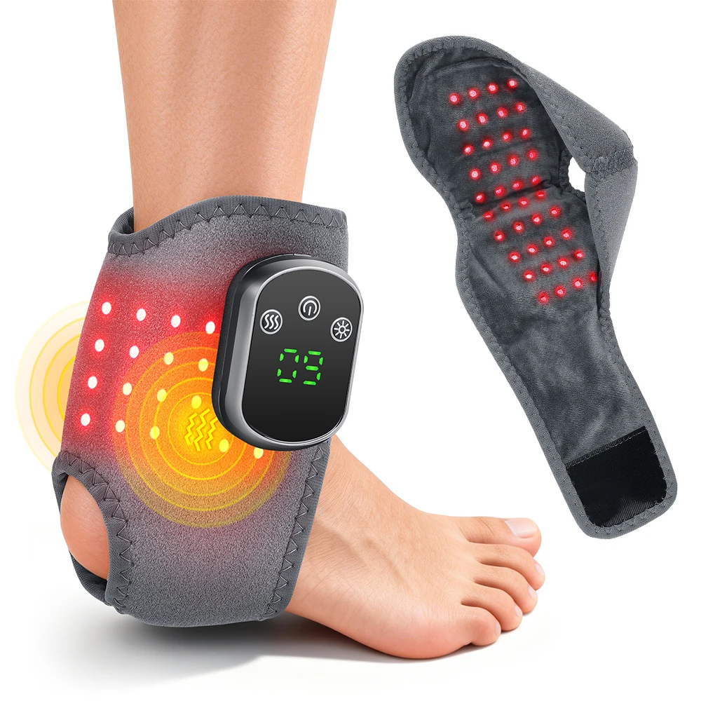 Red Light Cordless Heated Ankle Massager 660nm 40 LED Beads, Vibration Massage Foot Hand Wrap,Ankle Wrist Neck Brace for Choose
