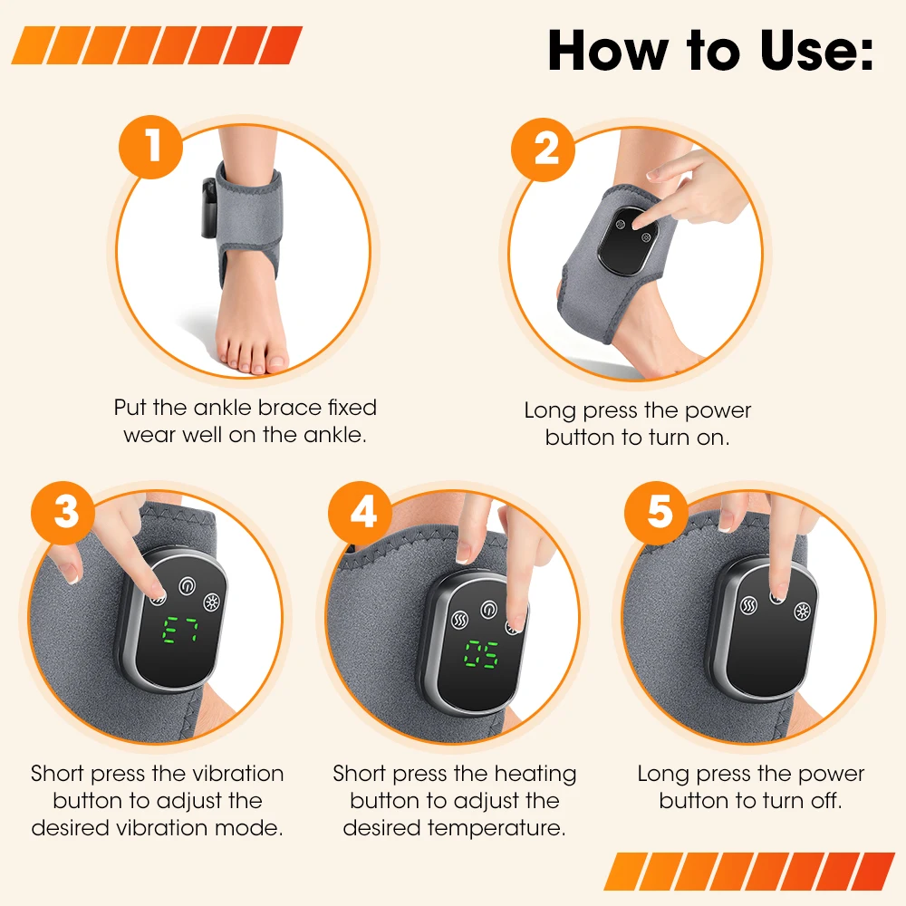 Red Light Cordless Heated Ankle Massager 660nm 40 LED Beads, Vibration Massage Foot Hand Wrap,Ankle Wrist Neck Brace for Choose