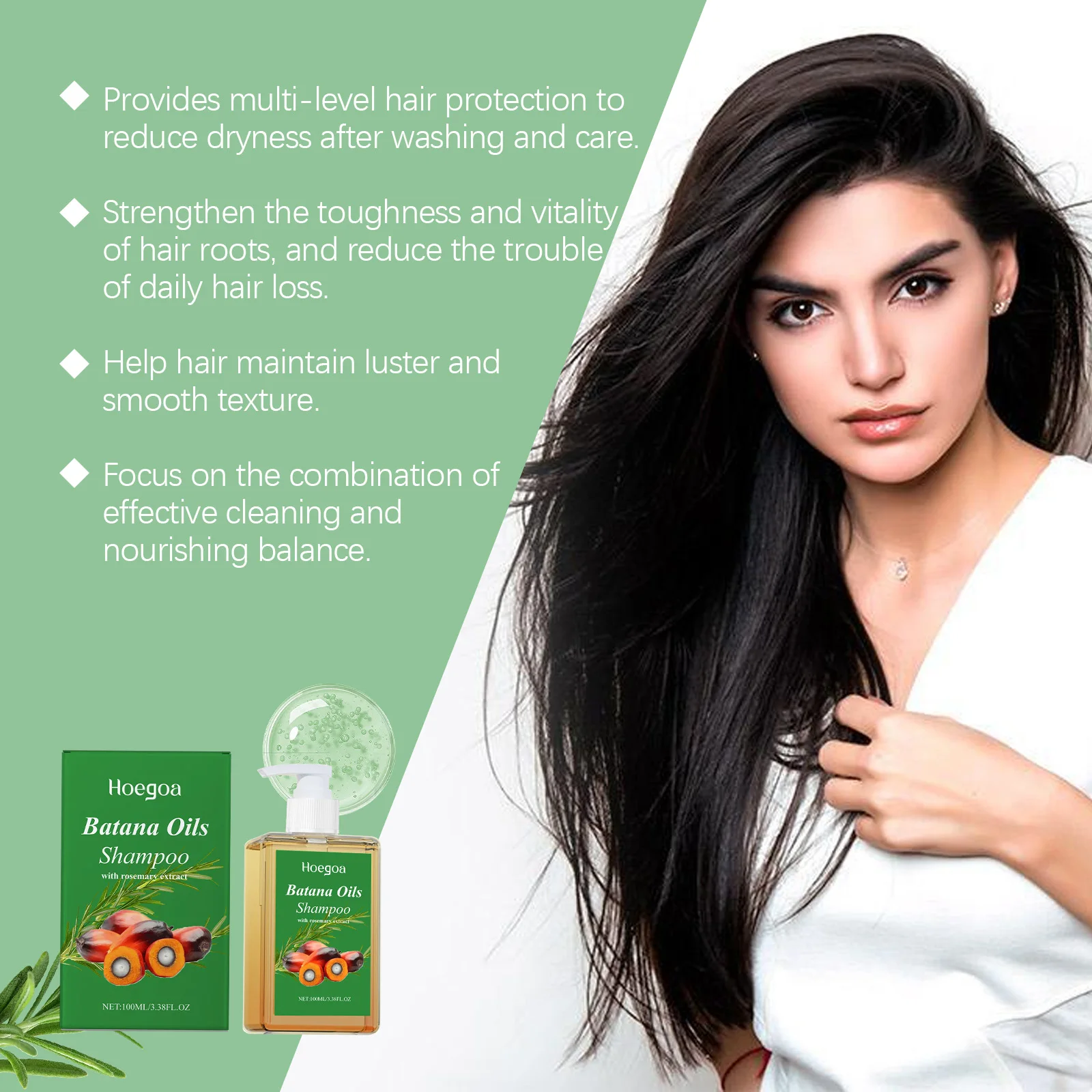 Organic Batana Oil Shampoo Soothing Scalp Intense Repair Batana Nourishing Shampoo with Rosemary Extract for All Hair Types